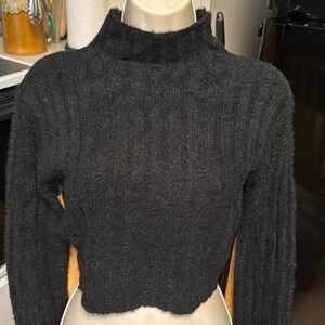 Cotton Candy LA S NWOT Black ribbed cropped long sleeve mock neck sweater